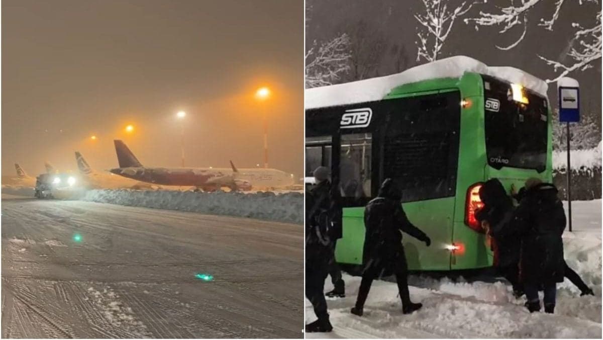 România paralizată de ninsori: trenuri blocate, zboruri anulate